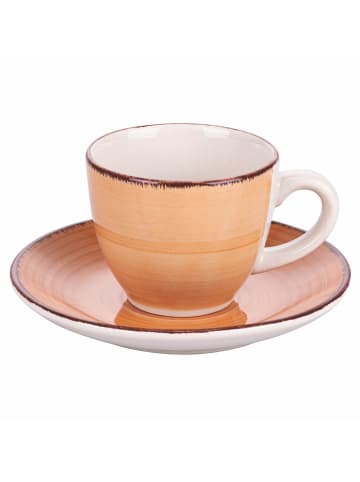 Villa d´Este 6-delige set: koffiekoppen "Baita" beige/bruin - 90 ml