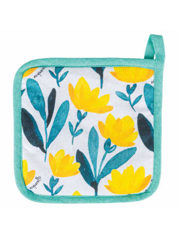 Villa d´Este Pannenlappen "Acquarello" blauw/geel - (L)20 x (B)20 cm