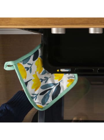 Villa d´Este Topflappen "Acquarello" in Blau/ Gelb - (L)20 x (B)20 cm