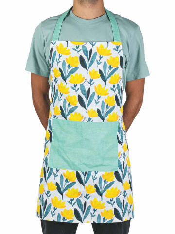 Villa d´Este Küchenschürze "Acquarello" in Gelb/ Türkis - (L)73 x (B)62 cm