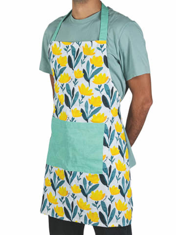 Villa d´Este Küchenschürze "Acquarello" in Gelb/ Türkis - (L)73 x (B)62 cm