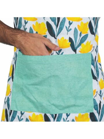 Villa d´Este Küchenschürze "Acquarello" in Gelb/ Türkis - (L)73 x (B)62 cm