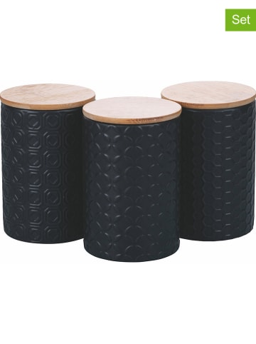 Villa d´Este 3-delige set: voorraaddozen "Shade" zwart - 750 ml