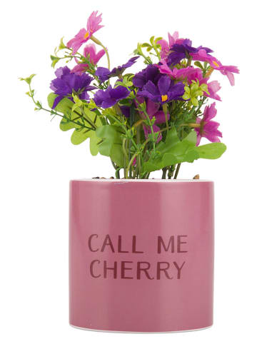 Villa d´Este 4er-Set: Kunstpflanzen "Call me Cherry" in Pink - (H)20x Ø 10 cm