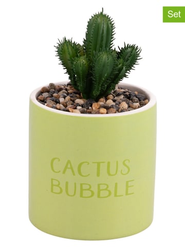 Villa d´Este 4er-Set: Kunstpflanzen "Cactus Bubble" in Grün - (H)20x Ø 10 cm