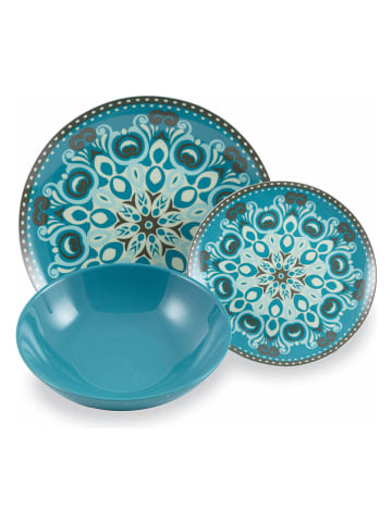 Villa d´Este 18tlg. Tafelservice "Cala Jondal" in Hellblau/ Türkis