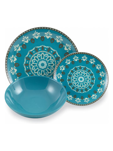 Villa d´Este 18-delig tafelservies "Cala Jondal" lichtblauw/turquoise