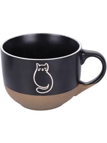 Villa d´Este 2er-Set: Jumbotassen "Miao" in Schwarz/ Hellbraun/ Weiß - 480 ml