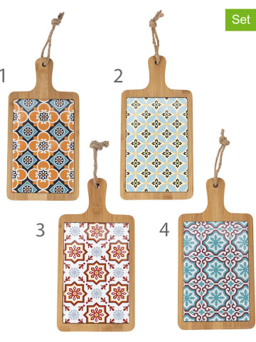 Villa d´Este 4-delige set: snijplanken "Valladolid" lichtbruin/merkleurig-(B)15 x (H)29,5 cm