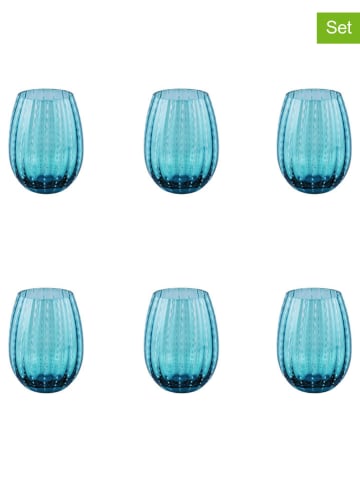 Villa d´Este 6-delige set: waterglazen "Shiraz" blauw - 525 ml