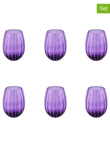 Villa d´Este 6er- Set: Wassergläser "Shiraz" in Lila - 525 ml
