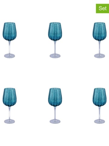 Villa d´Este 6-delige set: wijnglazen "Shiraz" blauw - 500 ml