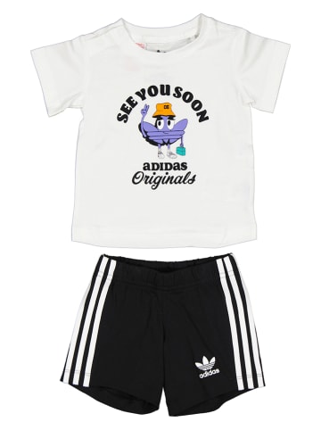 adidas 2tlg. Outfit in Weiß/ Schwarz