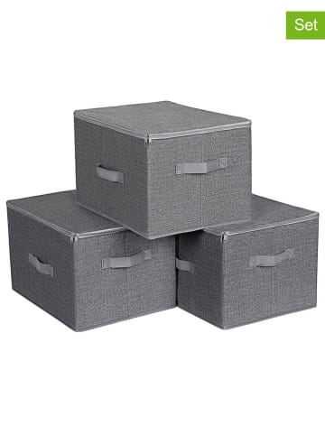 Songmics 3er-Set: Aufbewahrungsboxen in Grau - (B)40 x (H)25 x (T)30 cm