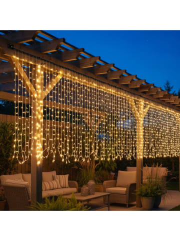 lumisky Solarna zasłona świetlna LED "Yogy" w kolorze ciepłej bieli - 100 x 400 cm