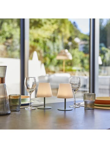 lumisky 2er-Set: LED-Tischleuchten "Twins" in Weiß/ Khaki - Ø 11 x (H)16 cm
