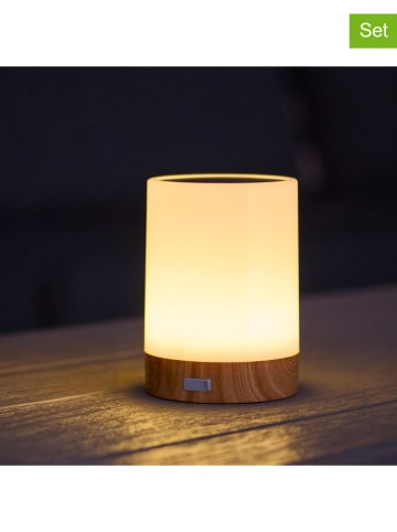 lumisky 2-delige set: ledsolarbuitenlampen ''Duolight'' wit - (H)13 x Ø 10 cm