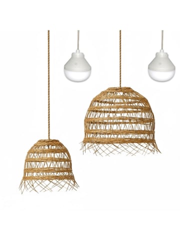 lumisky 2er-Set: LED-Außenleuchten ''Hawaii'' in Hellbraun