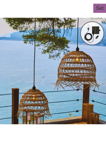 lumisky 2-delige set: ledsolarlampen ''Hawaii'' lichtbruin