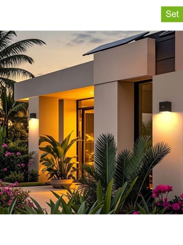 lumisky 2-delige set: edsolarbuitenlampen ''Lumicube'' zwart -(B)8,8x(H)9,48x(D)7,36 cm