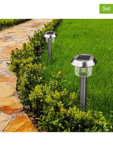 lumisky Lampy solarne LED (8 szt.) "Alesia" w kolorze srebrnym na trzonku - wys. 39 cm