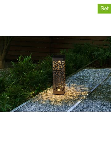 lumisky 3-delige set: ledsolartuinstekers "Organic" zilverkleurig - (H)28 cm