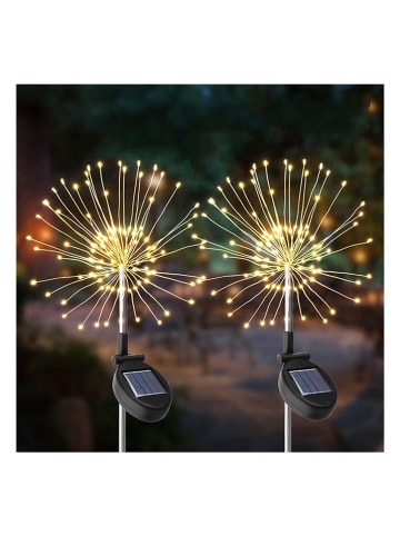 lumisky 2-delige set: ledsolartuinstekers "Fireworks" wit - (H)97 cm
