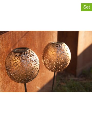 lumisky 2er-Set: LED-Solarleuchten "Agadir" in Bronze - (H)45 cm