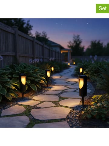 lumisky 4er-Set: LED-Solar-Gartenstecker ''Grilly'' in Schwarz - (H)34 x Ø 8,5 cm