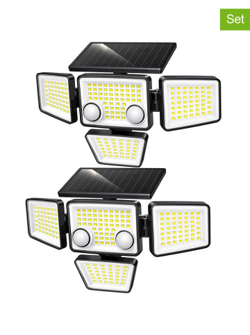 lumisky 2-delige set: ledsolarlampen zwart - (B)26,7 x (H)15,3 cm