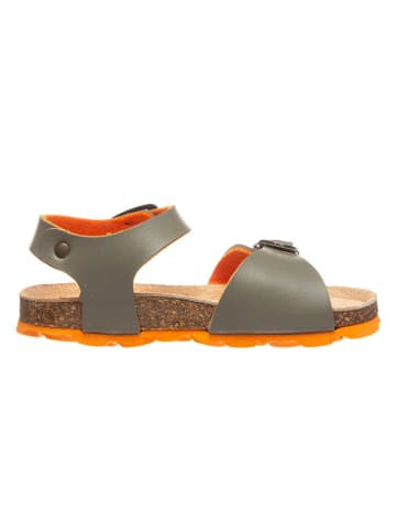 billowy Sandalen in Khaki/ Orange