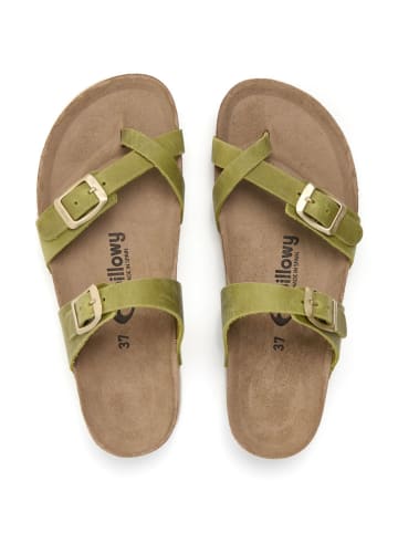 billowy Leren teenslippers groen