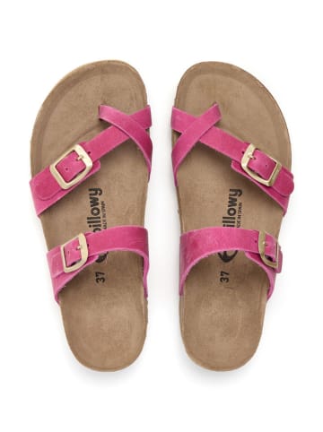 billowy Leder-Zehentrenner in Pink