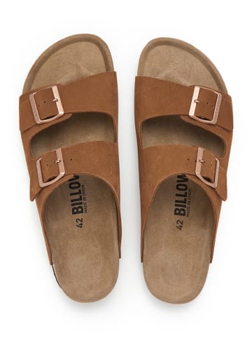 billowy Leren slippers lichtbruin