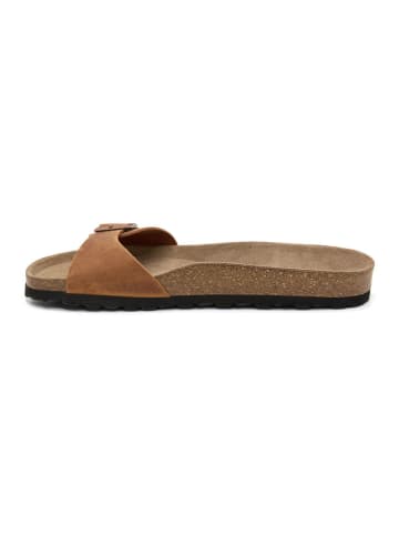 billowy Leren slippers lichtbruin