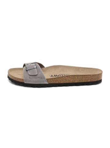 billowy Leder-Pantoletten in Grau