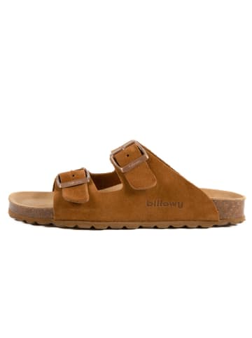 billowy Leren slippers lichtbruin