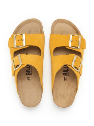 billowy Skórzane klapki w kolorze żółtym