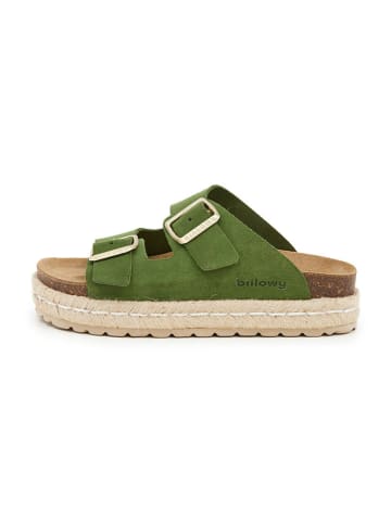 billowy Leren slippers groen