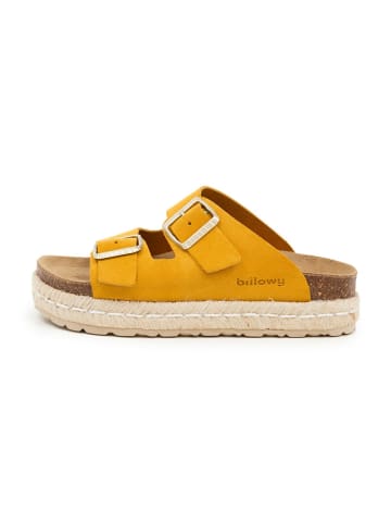 billowy Leren slippers geel