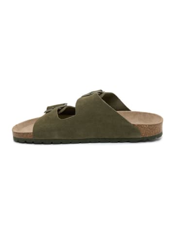 billowy Skórzane klapki w kolorze khaki