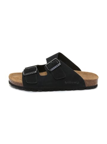 billowy Leder-Pantoletten in Schwarz