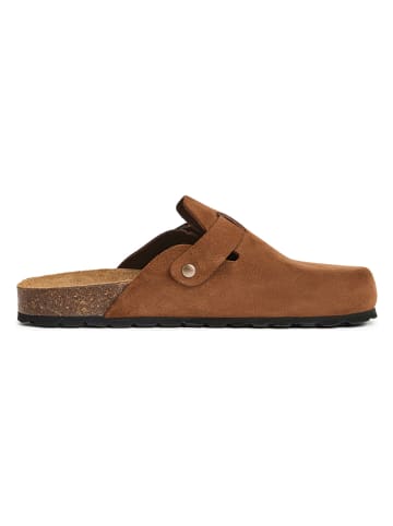 billowy Leren clogs lichtbruin