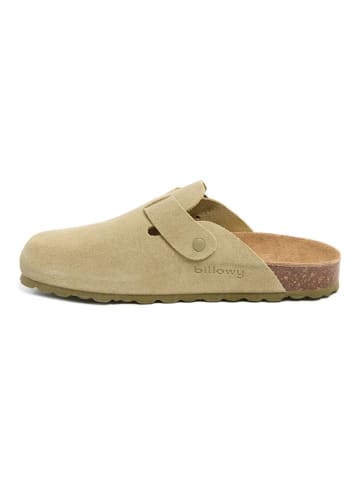 billowy Leder-Clogs in Beige