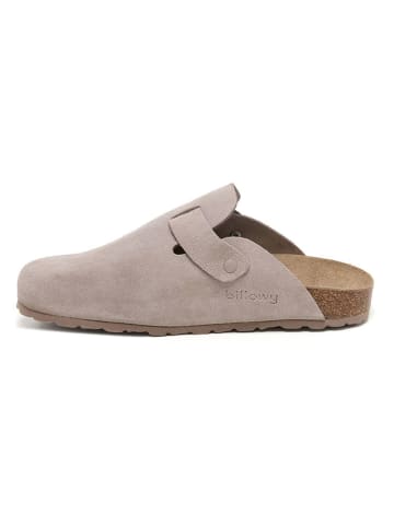 billowy Leder-Clogs in Beige