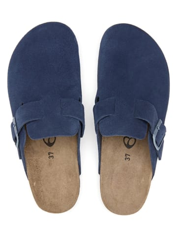 billowy Leren clogs donkerblauw