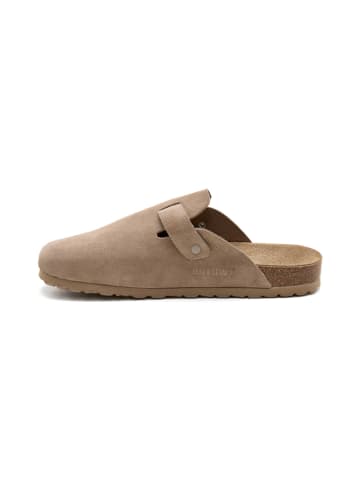 billowy Leder-Clogs in Beige