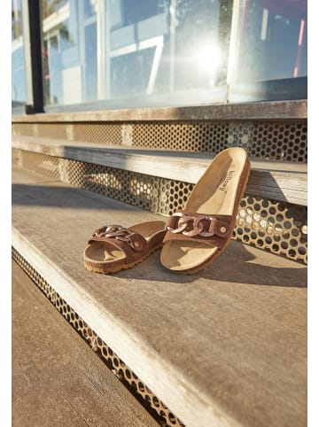 billowy Leder-Pantoletten in Braun