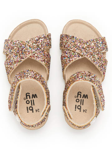 billowy Sandalen in Gold/ Bunt