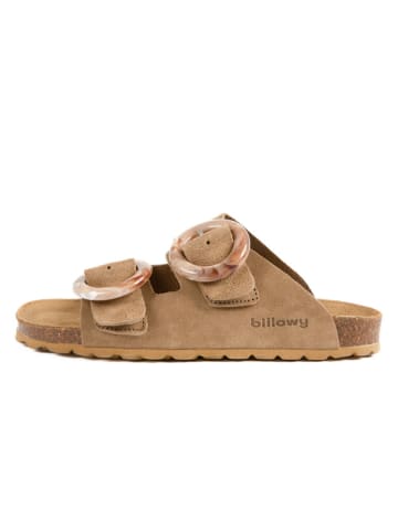 billowy Leren slippers bruin